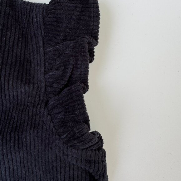 Kate Quinn Corduroy Ruffle Bubble Romper | Button Front & Snaps | Blac | 18–24M - Picture 5 of 7